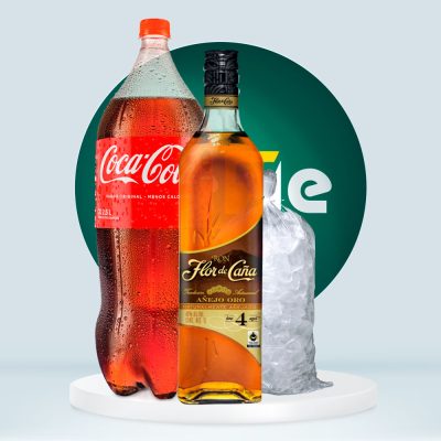 Combo Ron Flor De Caña 4 Años + Coca Cola 2.25L + Hielo 1.5kg