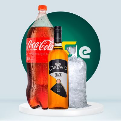 Combo Ron Cartavio Black 750mL + Coca Cola 2.25L + Hielo 1.5kg
