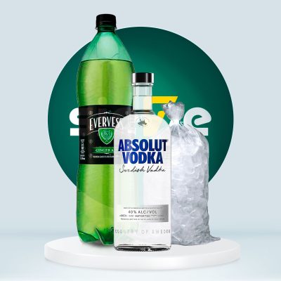 Combo Vodka Absolut botella 700ml + Evervess 1.5L + Hielo 1.5 kg