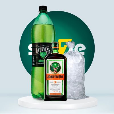 Combo Licor de Hierbas JÄGERMEISTER Botella 700 ml + Evervess 1.5L + Hielo 1.5kg