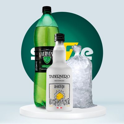 Combo Pisco LA BOTIJA Tabernero Acholado botella 700 ml + Evervess 1.5L + Hielo 1.5kg