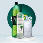 Combo Pisco Santiago Queirolo Quebranta Botella 750ml + Evervess 1.5L + Hielo 1.5kg