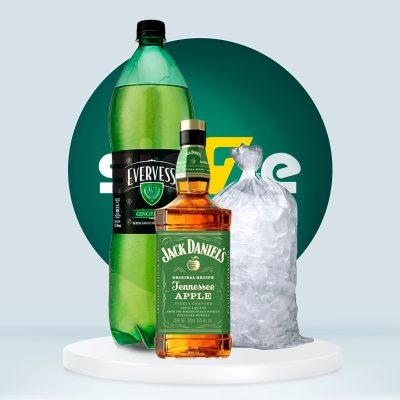 Combo Whisky Jack Daniels Apple Botella 700ml + Evervess 1.5L + Hielo 1.5kg