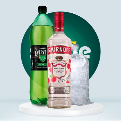 Combo Smirnoff Raspberry 700ml + Evervess 1.5L + Hielo 1.5kg
