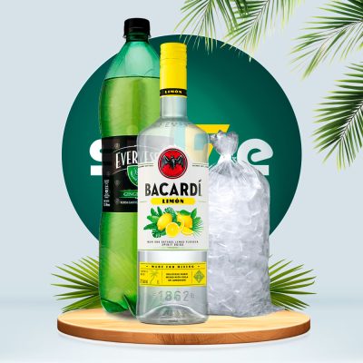 Combo Ron BACARDI Limón 750ml + Evervess 1.5L + Hielo 1.5 kg