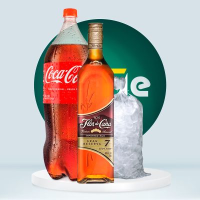 Combo Ron Flor De Caña 7 Años + Coca Cola 2.25L + Hielo 1.5kg