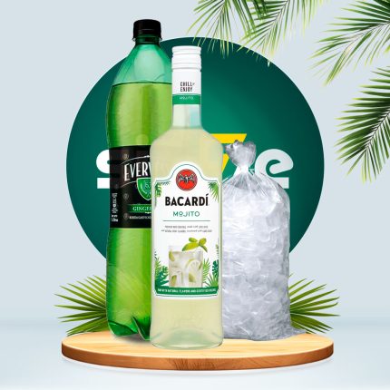 Combo Ron BACARDI Mojito 750ml + Evervess 1.5L + Hielo 1.5 kg