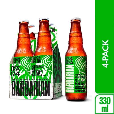 Cerveza Artesanal Barbarian 174 IPA Fourpack Botella 330ml