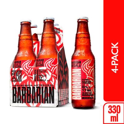 Cerveza Artesanal Barbarian Peruvian Red Ale Fourpack Botella 330ml