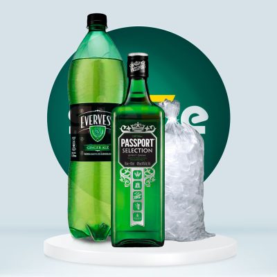 Combo Whisky PASSPORT 700ml + Everves 1.5L + Hielo 1.5kg